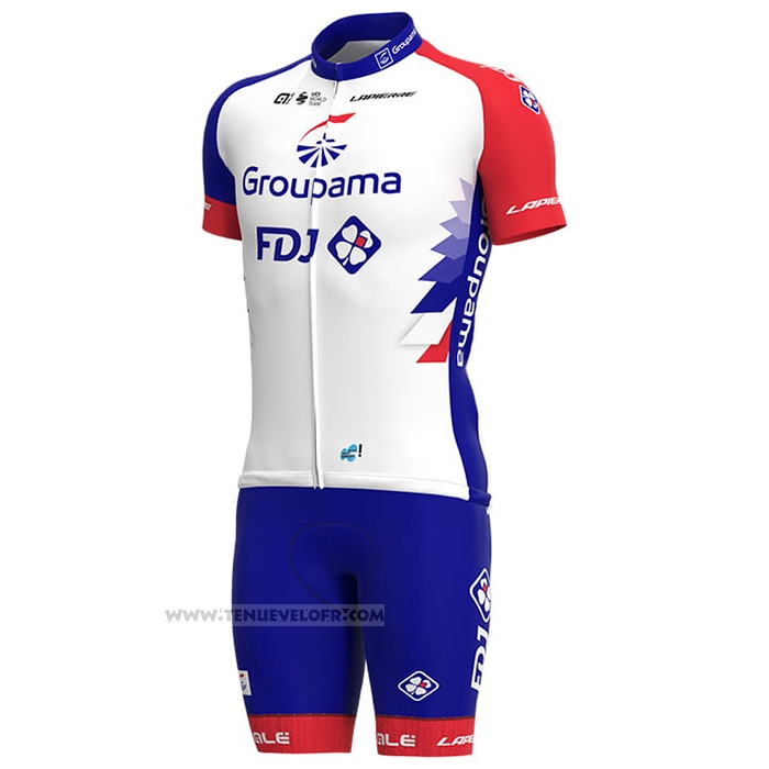 2021 Maillot Cyclisme Groupama-FDJ Rouge Bleu Manches Courtes et Cuissard